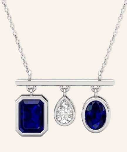 Azure Cascade Trio Pendant Necklace White Gold