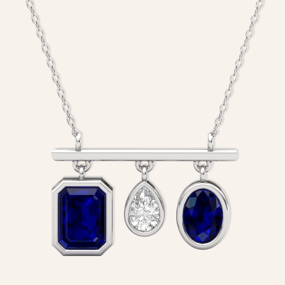 Azure Cascade Trio Pendant Necklace White Gold
