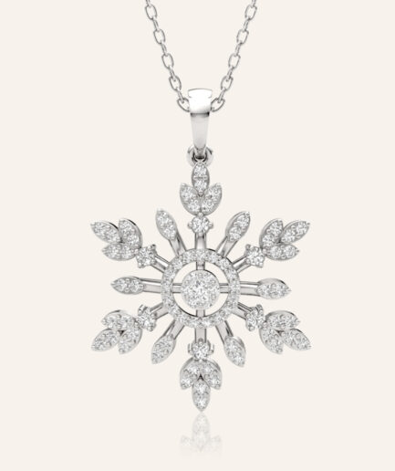 Diamond Snowflake Dream Pendant Necklace White Gold